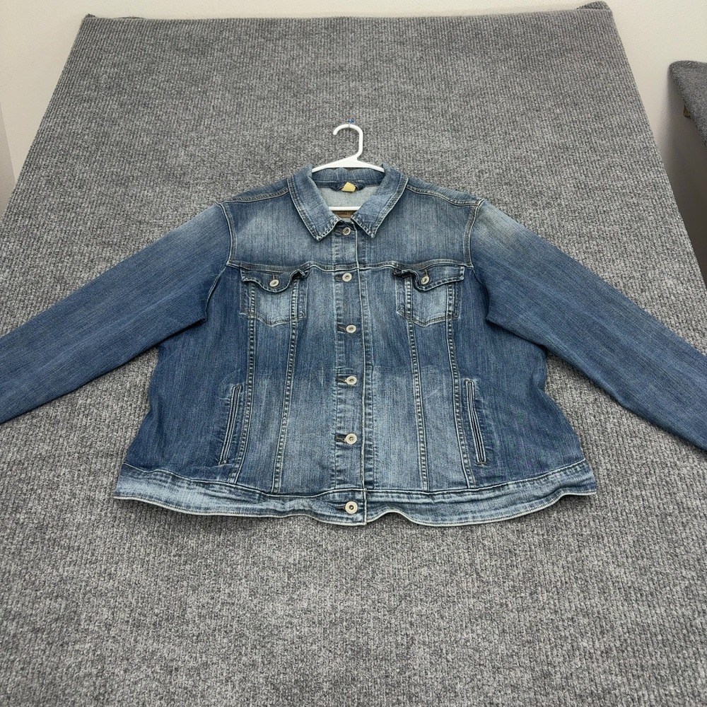 Levis Denim Jacket Women 3X Blue Cotton Elastane Stretch Trucker Casual Classic
